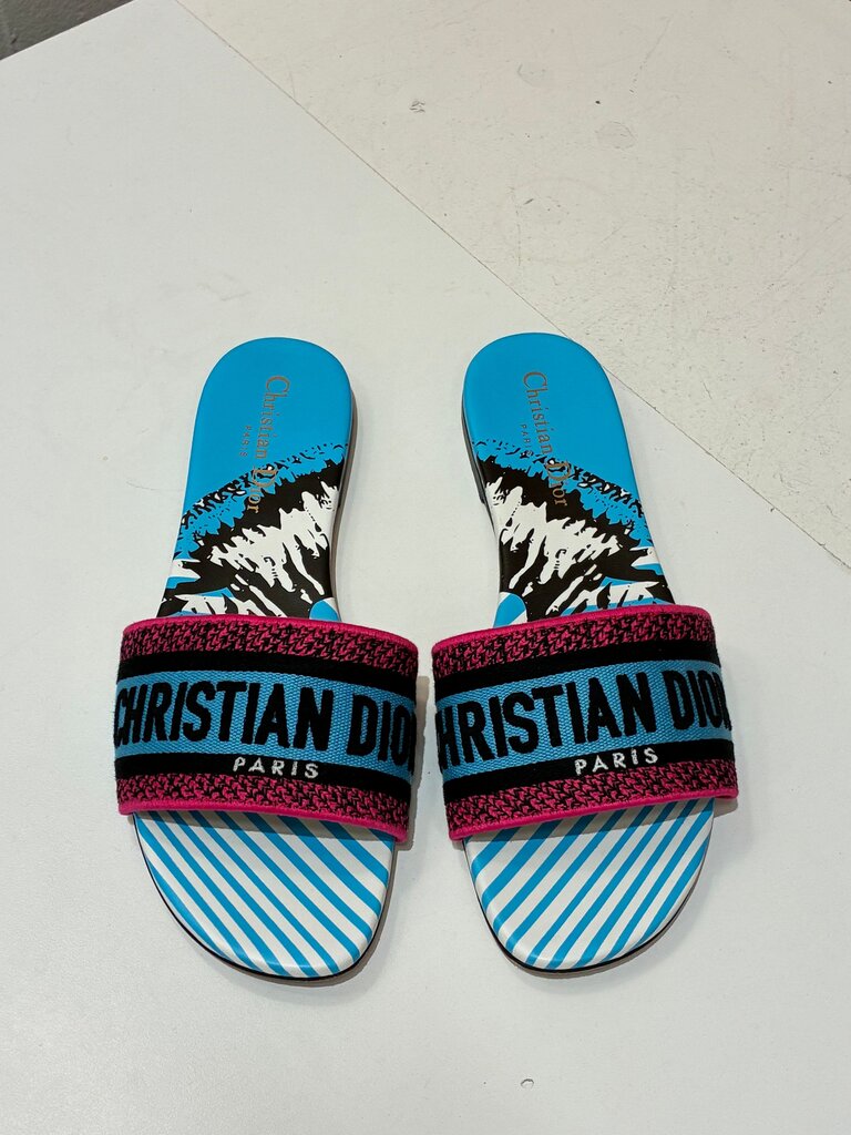 Christian Dior Graphic Floral Slide Sandals Size 39
