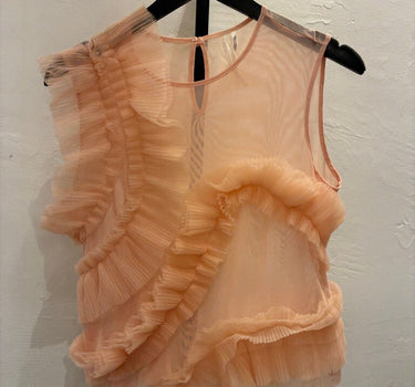 Anthropologie Sheer Ruffled Top Size S