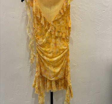 Zara Floral Print Yellow Dress Size L