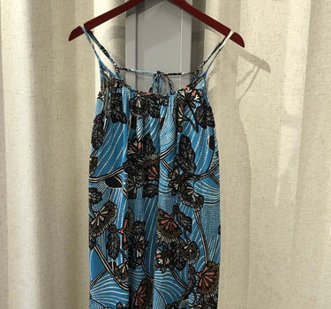 Anthropologie Blue Floral Spaghetti Strap Dress size XS