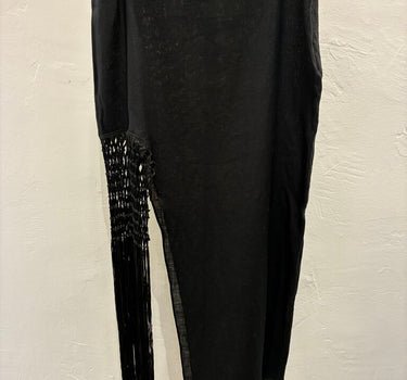 Zara Black Midi Skirt with Fringe Size L