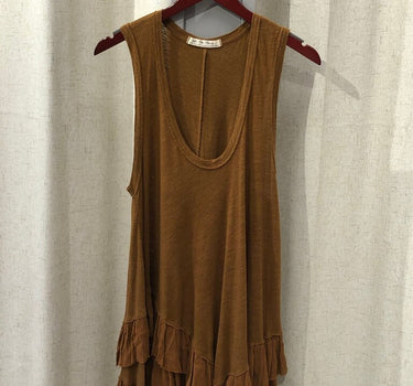 We The Free Brown Jersey Ruffle Dress size XS