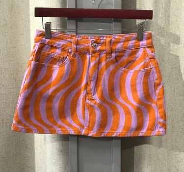 Momokrom Colorful Wave Pattern Denim Skirt size 6