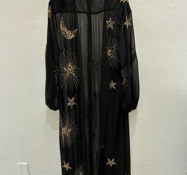 Nasty Gal Black Sheer Star and Moon Kimono Size S