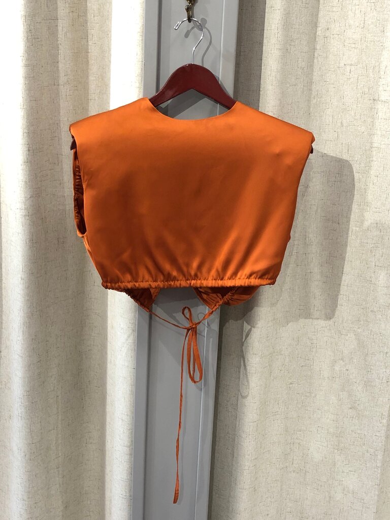 Superdown Orange Satin Cropped Top size S