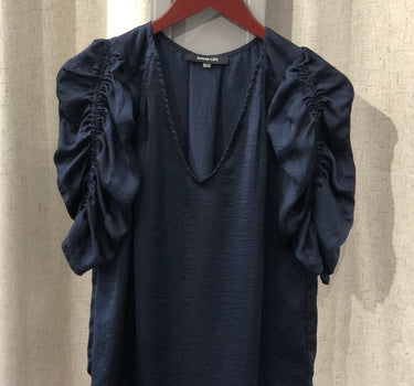 Sugar Lips Navy Blue Puff Sleeve Top size XS