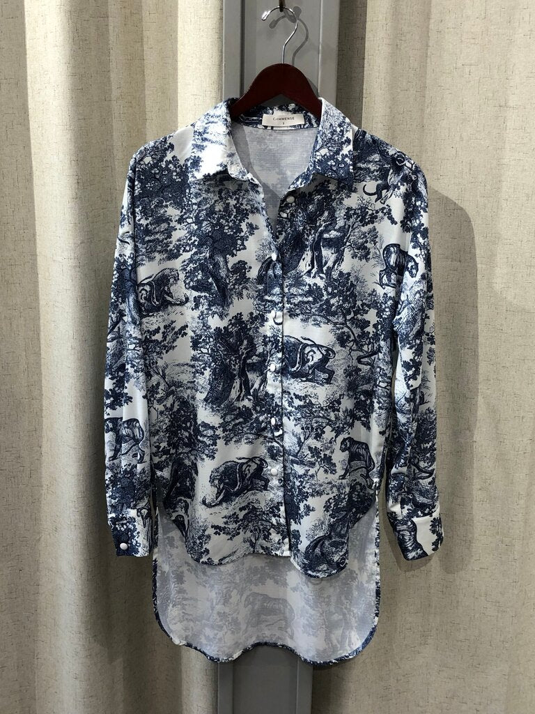 Commense Forest Print Button-Up Shirt size S