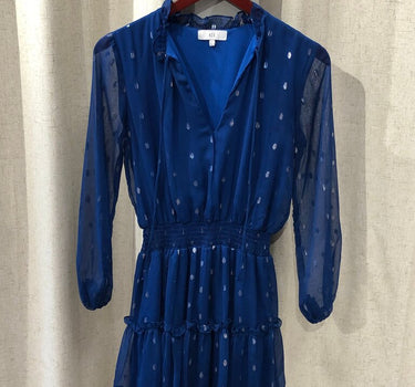 NSR Blue Sheer Tiered Dress