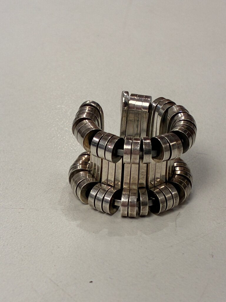 Bottega Veneta Silver Staple Ring Size 5.5