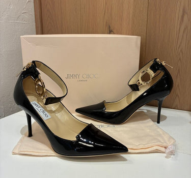Jimmy Choo Black Patent Leather Heels Size 37.5