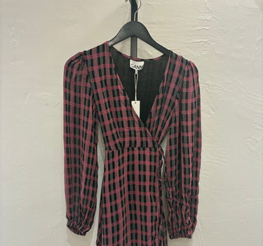 GANNI Printed Wrap Long Sleeve Dress Size 32 (XS)
