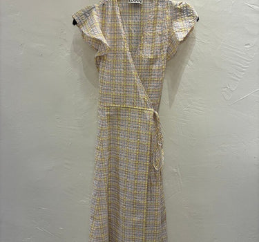 Ganni Checked Wrap Dress Size 34 (XS)