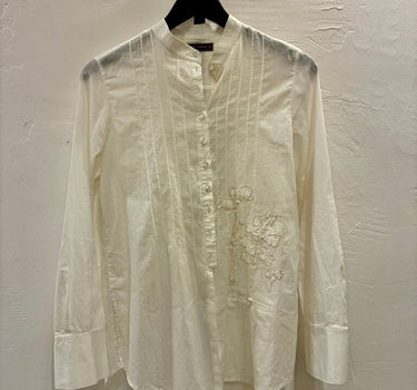 Cop Copine White Button-Up Shirt with Embroidery