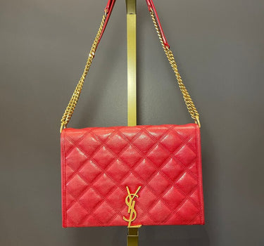 YSL Red Quilted Leather Shoulder Bag