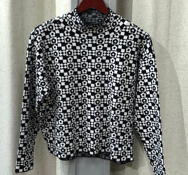 Maeve Black and White Patterned Knit Sweater size S