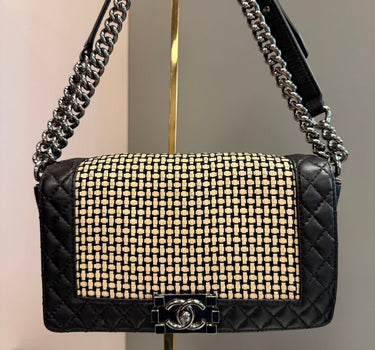 Chanel Black and Beige Reverso Boy Bag