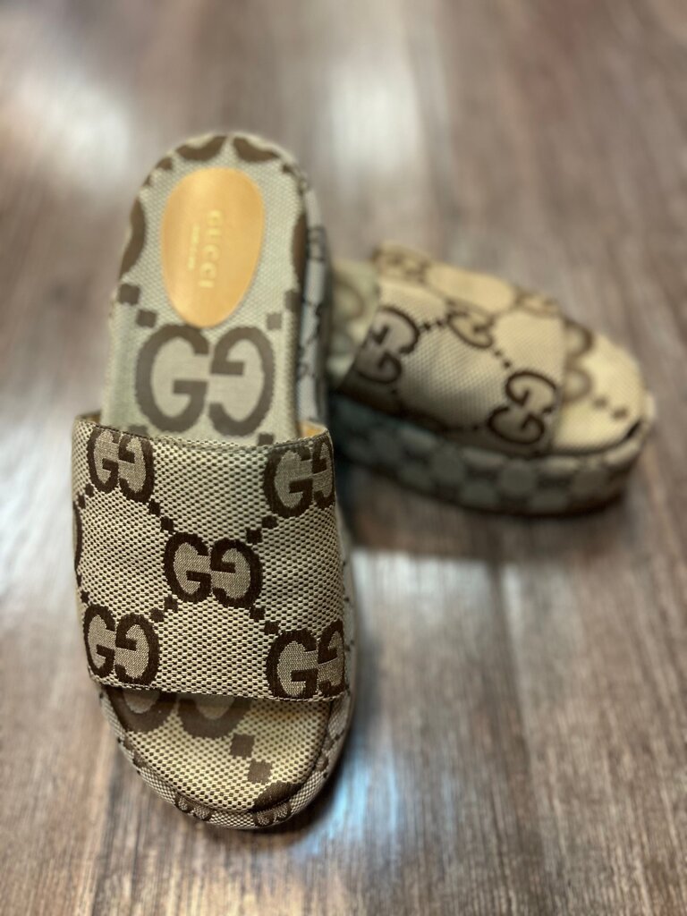 Gucci GG Monogram Platform Slide Sandals