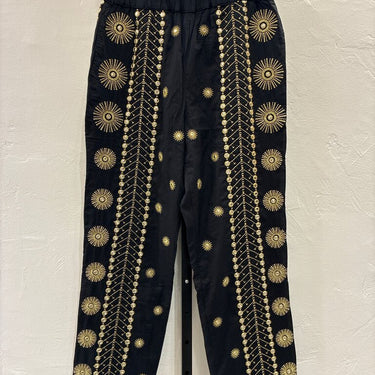 Farm Rio Embroidered Black Pants