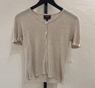 A.P.C. Beige Ribbed Short Sleeve Top