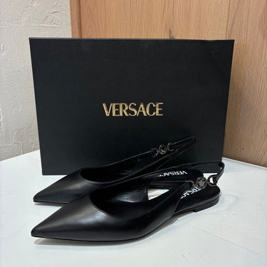 Versace Black Slingback Flats SIZE 37.5 W/Box