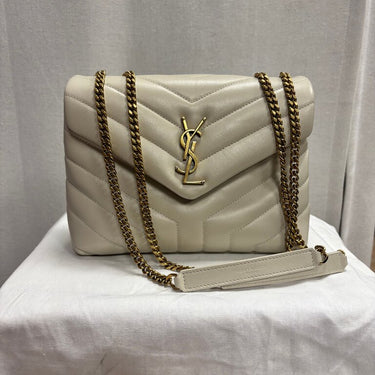 YSL Beige Quilted Leather Handbag