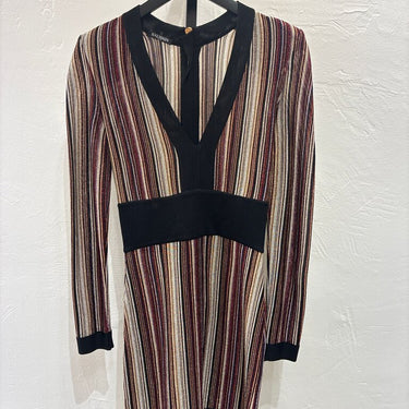 Balmain Striped Long Sleeve Dress