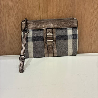 Burberry Plaid Clutch Bag with Metallic Trim