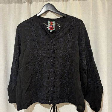 Johnny Was Embroidered Black Blouse