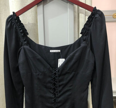 Reformation Black Puff Sleeve Top
