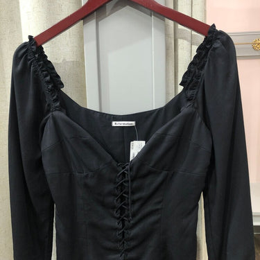 Reformation Black Puff Sleeve Top