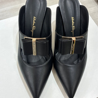 Salvatore Ferragamo Black Leather Heels with Bow