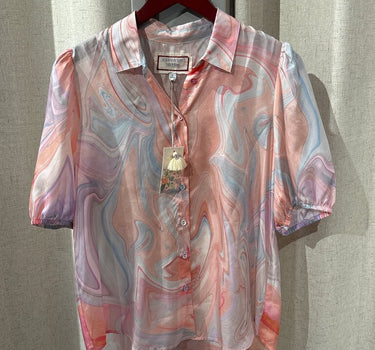 Johnny Was Workshop Colorful Marble Print Blouse