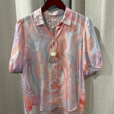 Johnny Was Workshop Colorful Marble Print Blouse