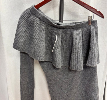 Aqua Cashmere Grey Off-Shoulder Sweater