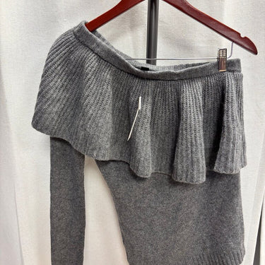 Aqua Cashmere Grey Off-Shoulder Sweater