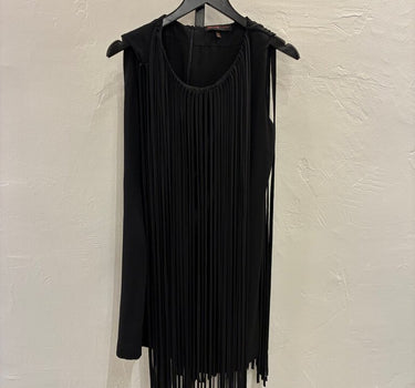 Black Fringed Tunic Top
