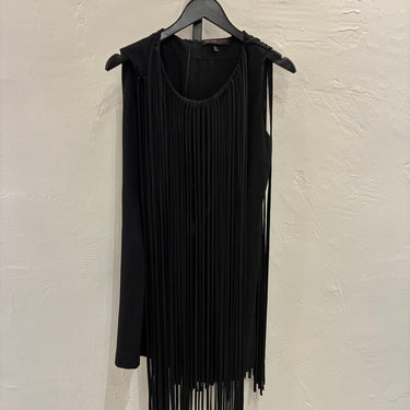 Black Fringed Tunic Top
