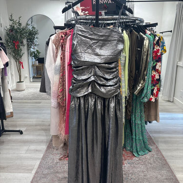 La Maise Metallic Ruched Dress- Size Medium