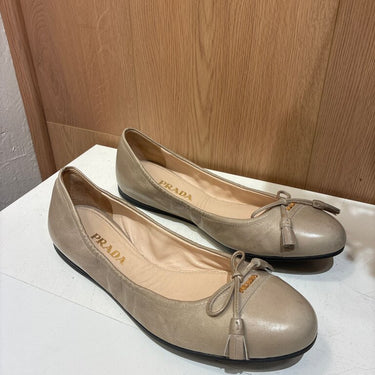 Prada Beige Leather Ballerina Flats- Size 40