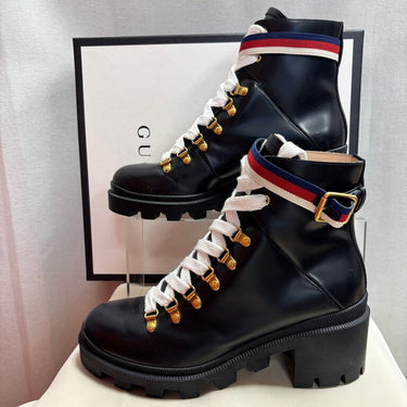 Gucci Black Heeled Combat Boots