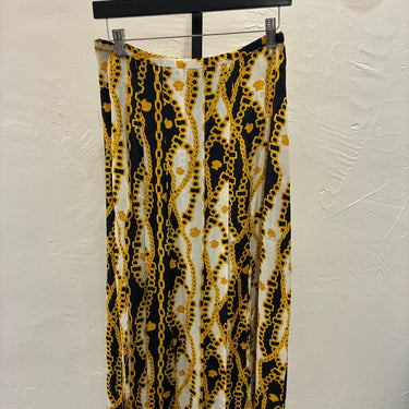 Black and Yellow Chain Print Maxi Skirt