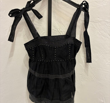 Ulla Johnson Black Striped Peplum Top