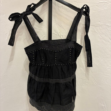 Ulla Johnson Black Striped Peplum Top