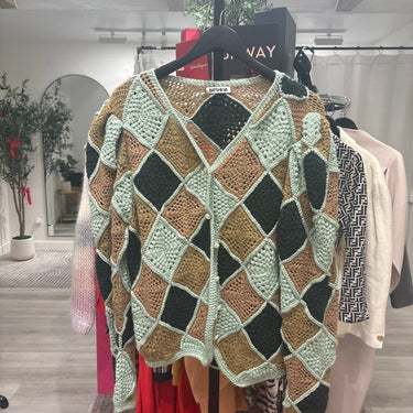 Batsheva Crocheted Color Block Cardigan- Size Large