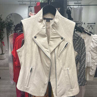 Theory Cream Faux Leather Vest- Size Medium