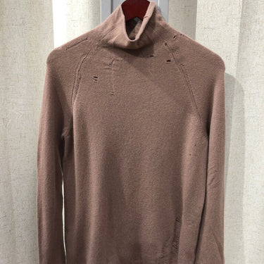 Raquel Allegra Cashmere Distressed Mock Neck Sweater