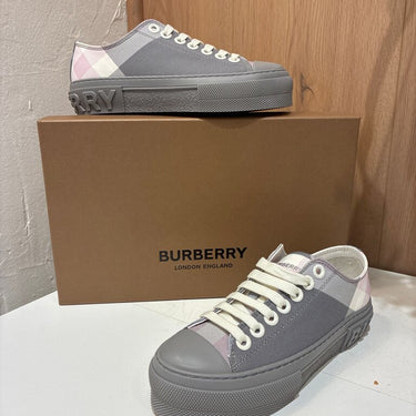 Burberry Grey Check Canvas Sneakers Size 35