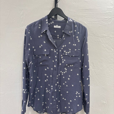 Equipment Femme Star Print Long Sleeve Shirt- Size Large