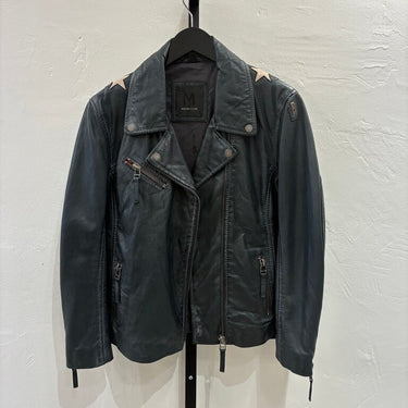 Mauritius Star Detail Leather Moto Jacket
