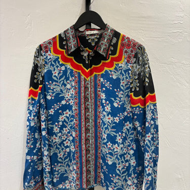 Alice + Olivia Floral Print Silk Blouse